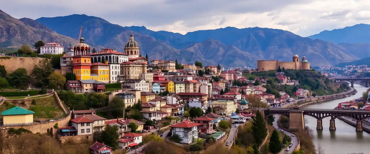 eSIM Georgia activation, scenic view of Tbilisi and iconic landmarks
