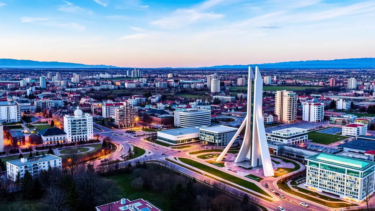 eSIM Kosovo activation, scenic view of Pristina and iconic landmarks